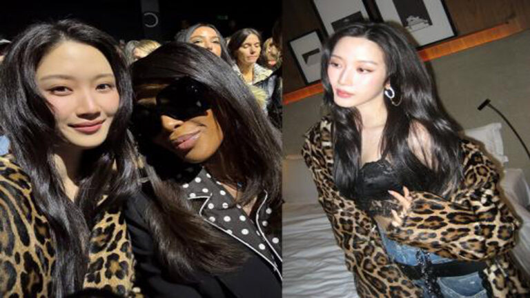 Moon Ga Young Tampil Berani dengan Lace Bra dan Jaket Leopard di Milan Fashion Week 2025