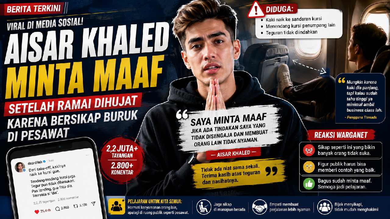 Aisar Khaled Minta Maaf Usai Viral karena Diduga Bersikap Tidak Sopan di Pesawat