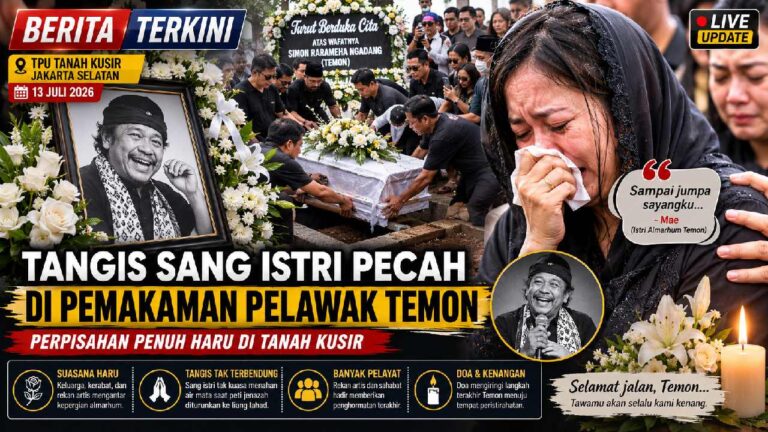 Tangis Sang Istri Iringi Pemakaman Temon, Perpisahan Penuh Haru di Tanah Kusir