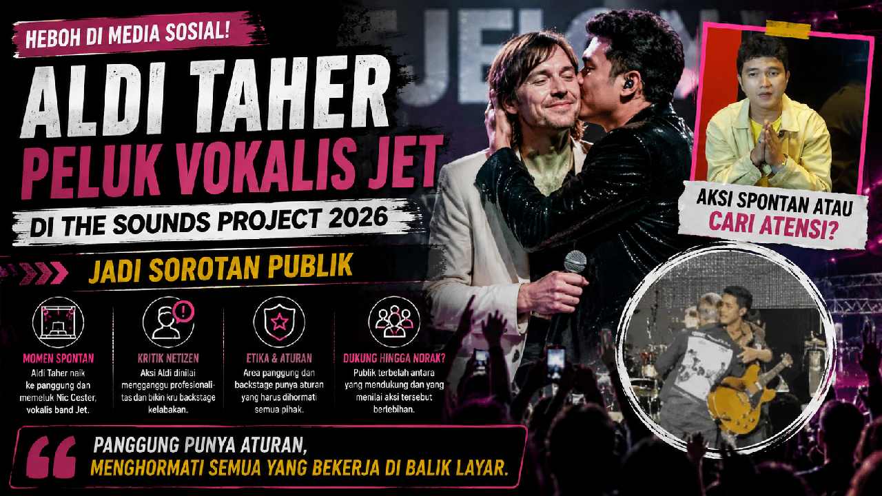 Aldi Taher Disorot Usai Peluk Vokalis Jet di The Sounds Project 2026, Etika Panggung Jadi Perdebatan