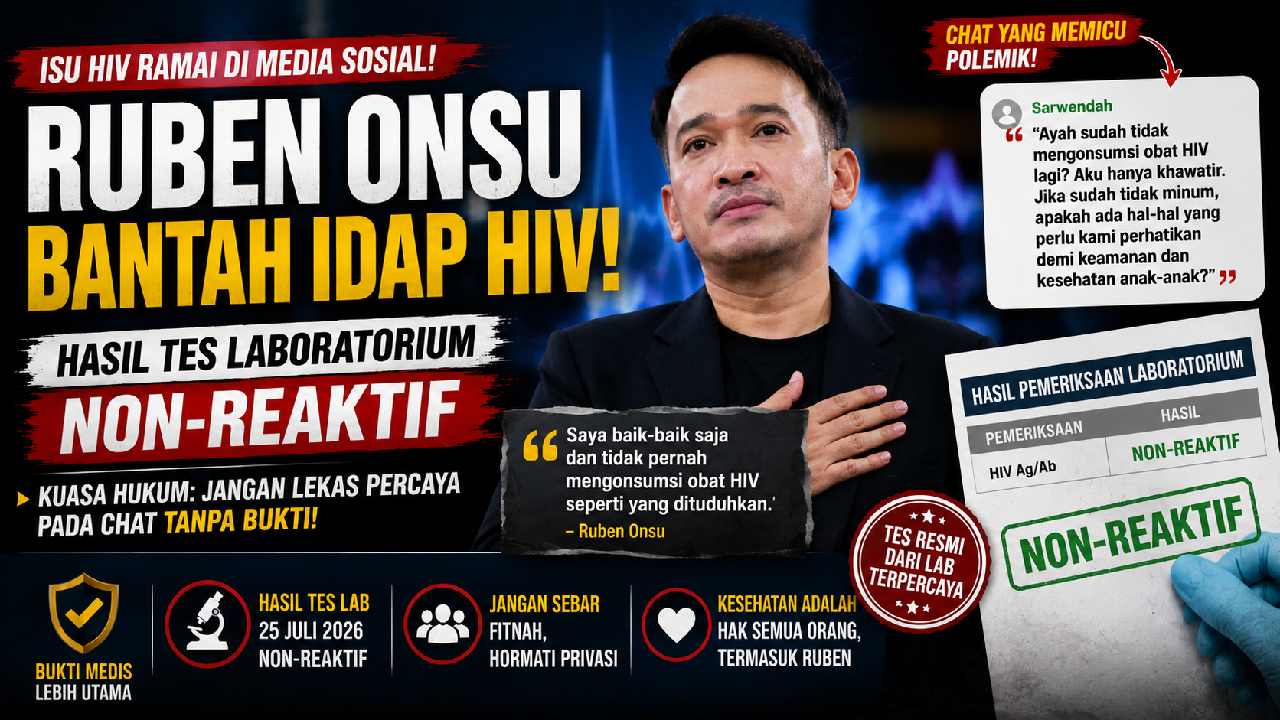 Ruben Onsu Bantah Idap HIV, Hasil Tes Laboratorium Tunjukkan Non-Reaktif